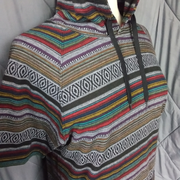 Women's Striped Multi Colored Short Sleeve Hoodie Sweatshirt Beautiful Giant - Picture 5 of 15